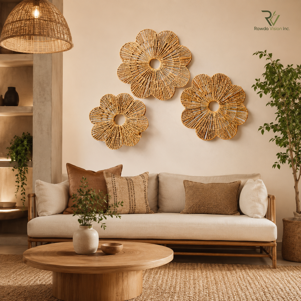 Floral Seagrass Wall Decor Set