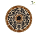Jute Printed Round Rug (black)