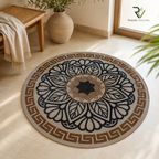 Jute Printed Round Rug (black)