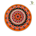 Jute Printed Round Rug (orange)