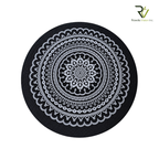 Jute Printed Round Rug (blue)